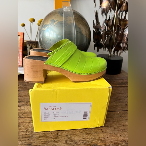 SWEDISH HASBEENS Dagny Apple Green Clogs Mules Size 40 sold out! - Picture 7 of 9